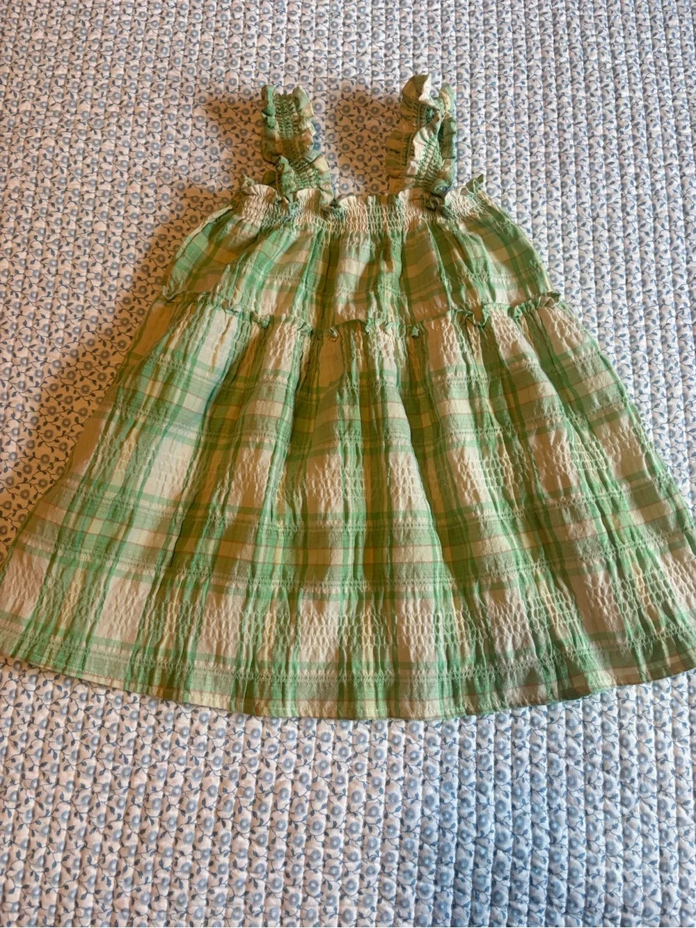 Old Navy Green Plaid Ruffle-Strap Sundress